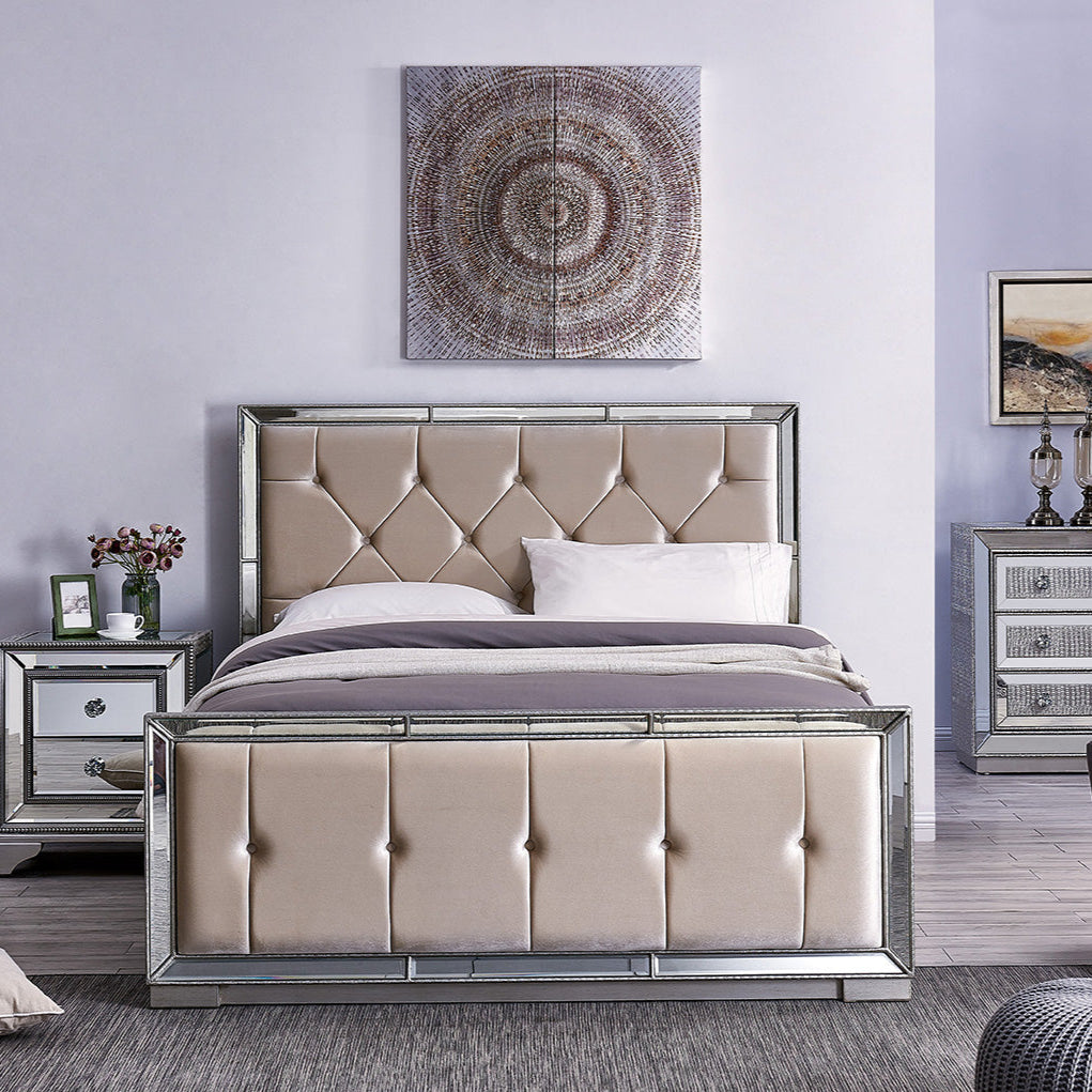 Derrys Sofia double mirrored bed frame 2