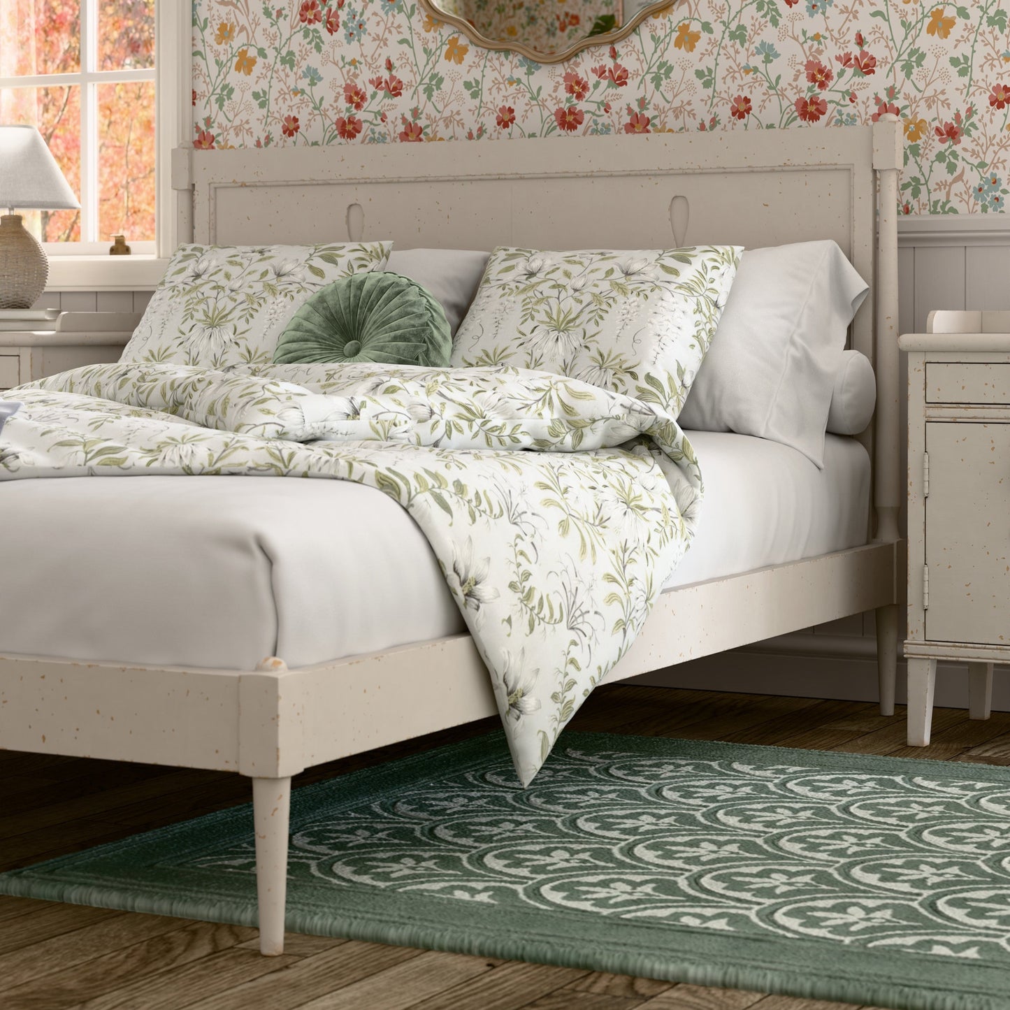 Annaside Solid Poplar DOUBLE Bed Frame in Antique White