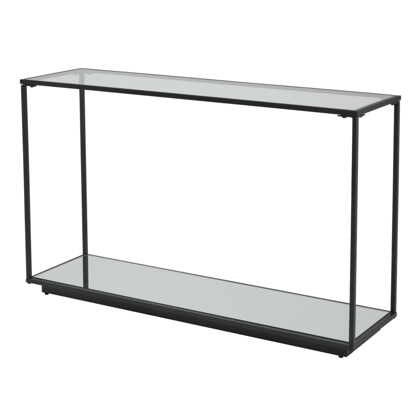 HILL INTERIORS Lennox Black Framed Console with Glass and Mirror Shelves 1