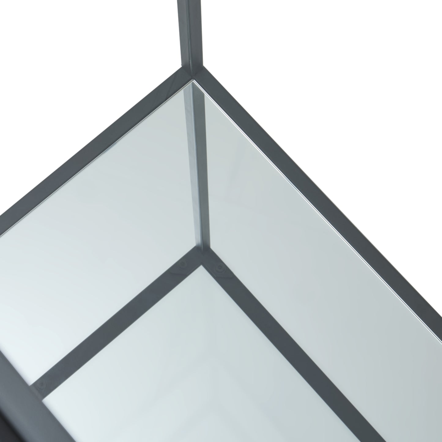 HILL INTERIORS Lennox Black Framed Console with Glass and Mirror Shelves 3
