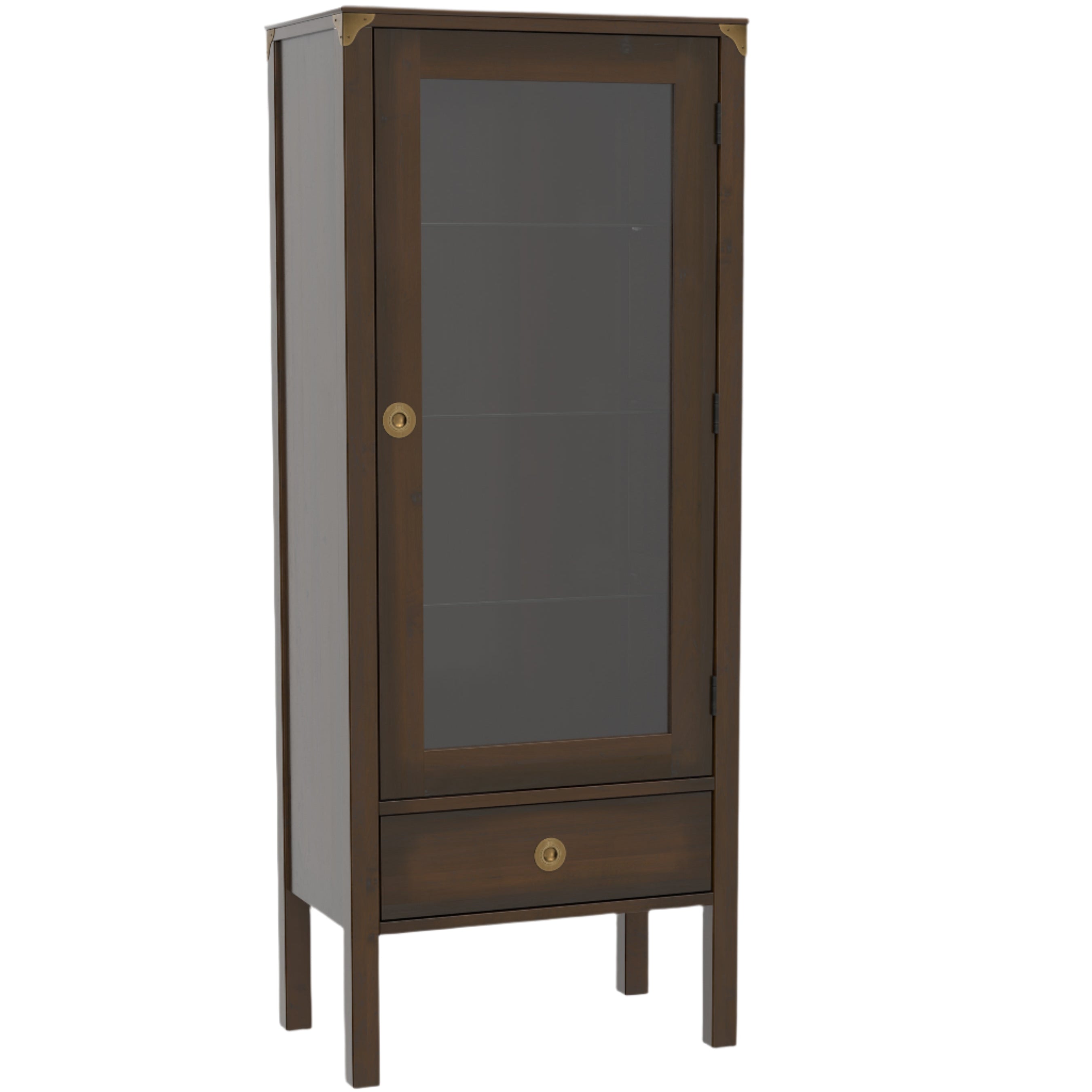 LAURA ASHLEY Balmoral 1-Door 1-Drawer Dark Chestnut Display Unit in Birch