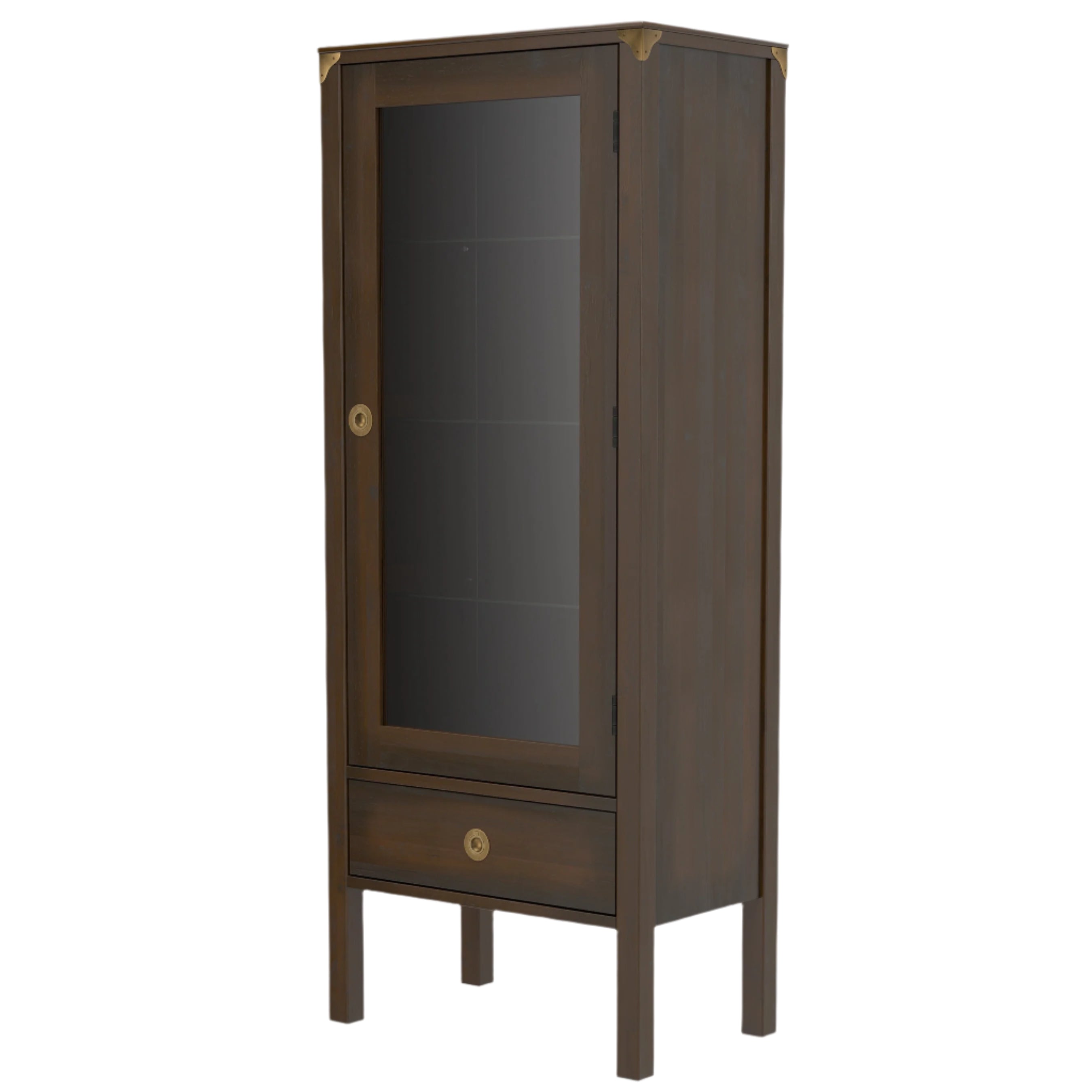 LAURA ASHLEY Balmoral 1-Door 1-Drawer Dark Chestnut Display Unit in Birch