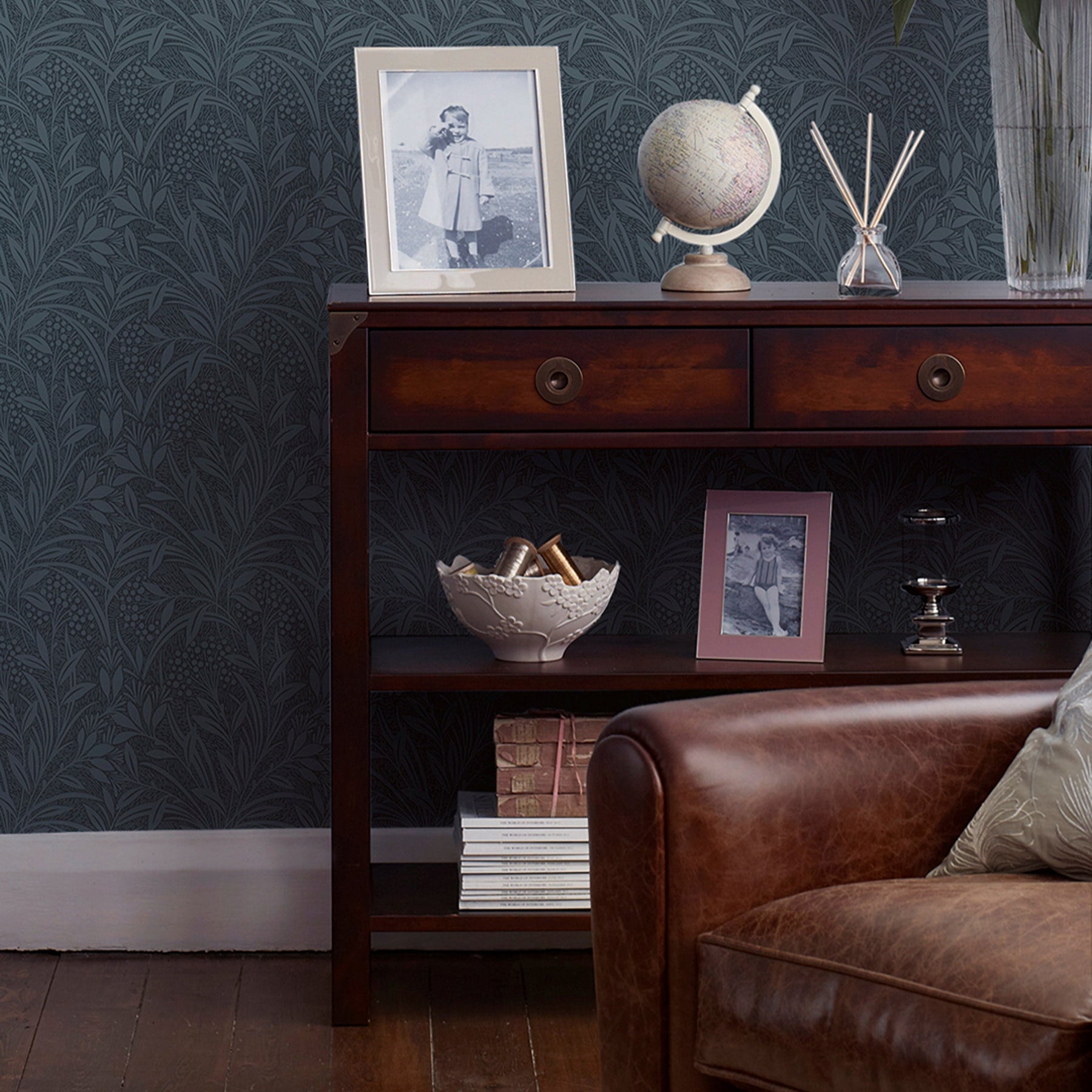 LAURA ASHLEY Balmoral 2-Drawer Dark Chestnut Console Table in Birch, 100 x 35 cm