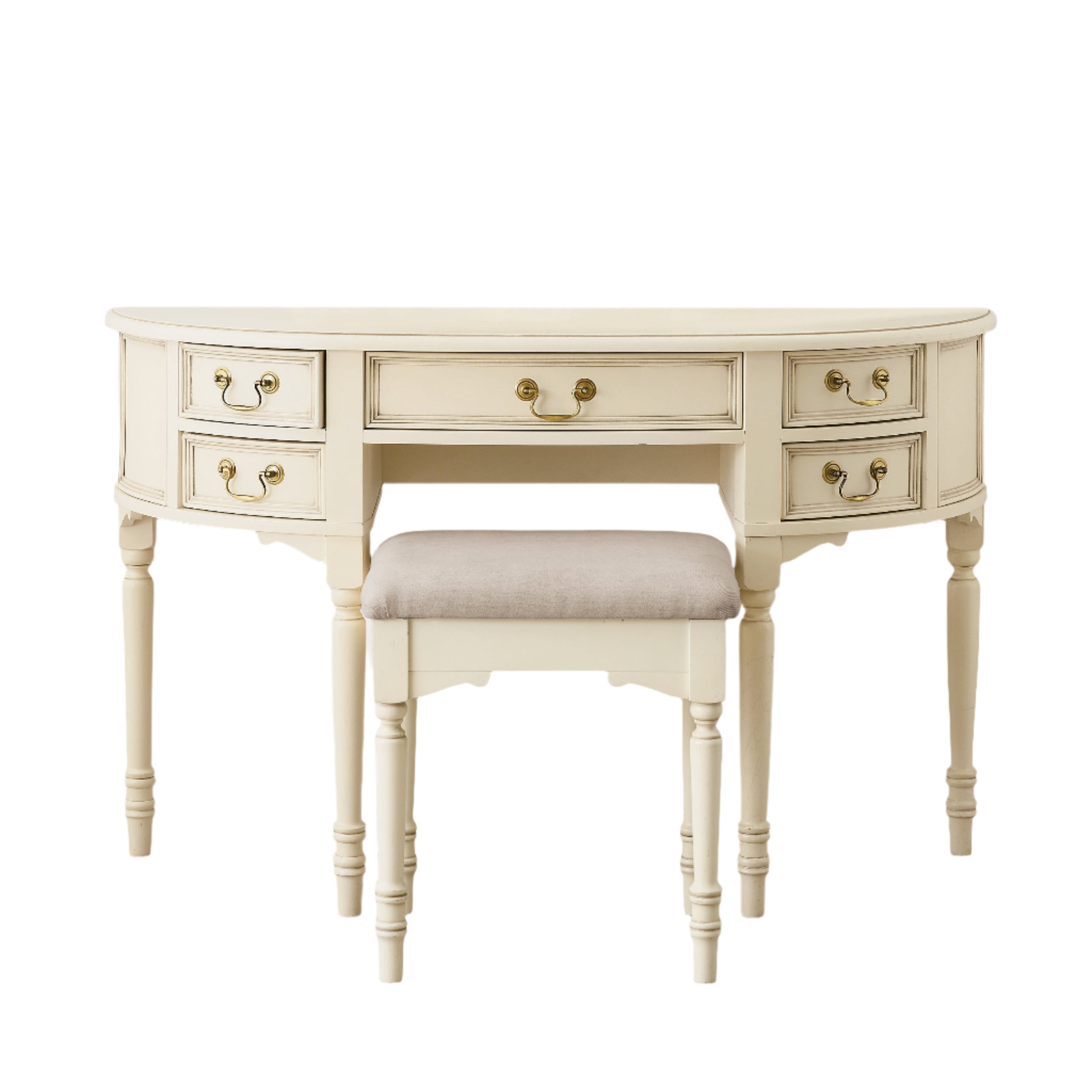 LAURA ASHLEY Clifton Ivory 5-Drawer Dressing Table & Stool in Solid Wood, 125 x 77 x 42 cm (Copy)