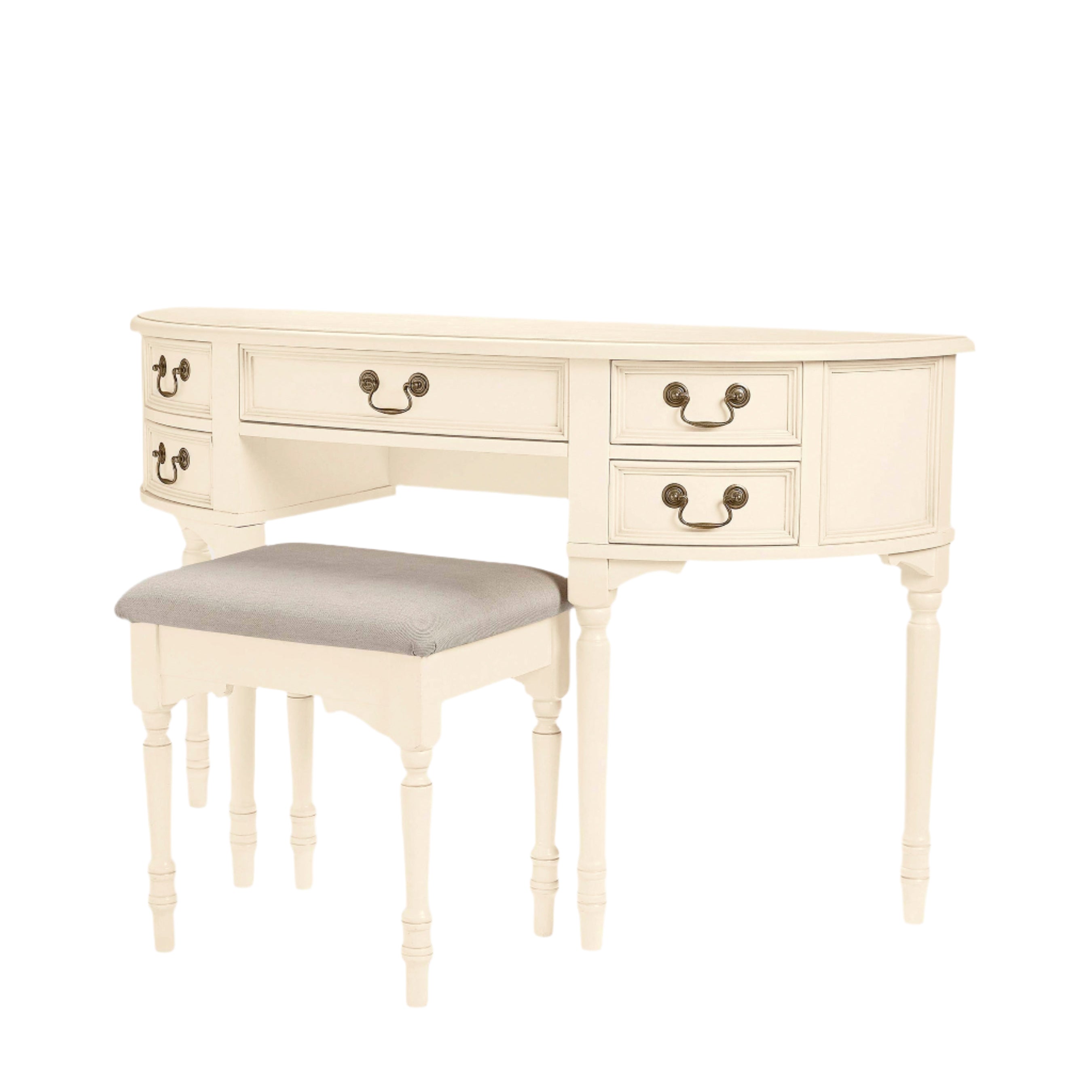 LAURA ASHLEY Clifton Ivory 5-Drawer Dressing Table & Stool in Solid Wood, 125 x 77 x 42 cm (Copy)