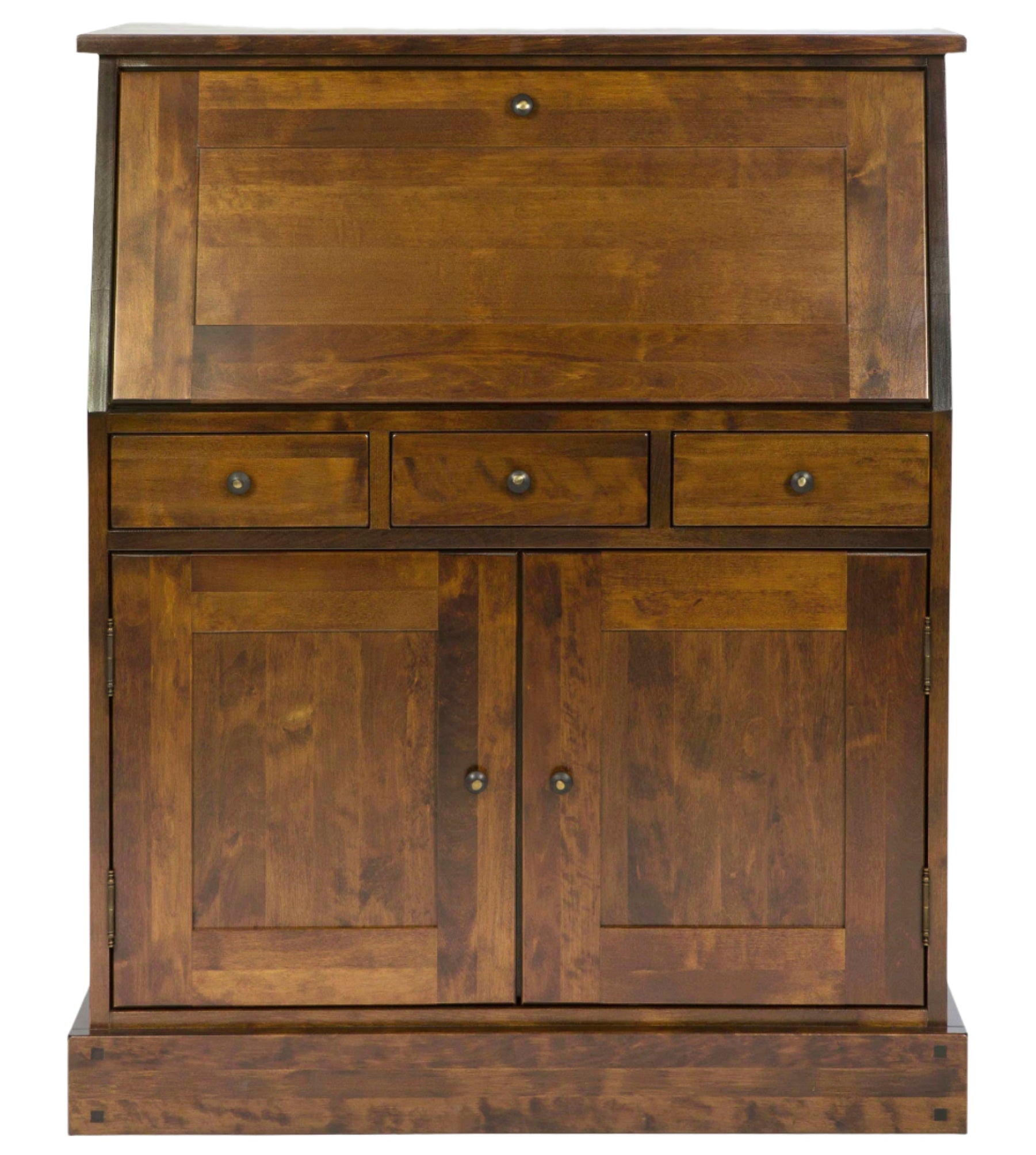LAURA ASHLEY Garrat 2-Door 3-Drawer Dark Chestnut Bureau Desk in Solid Birch