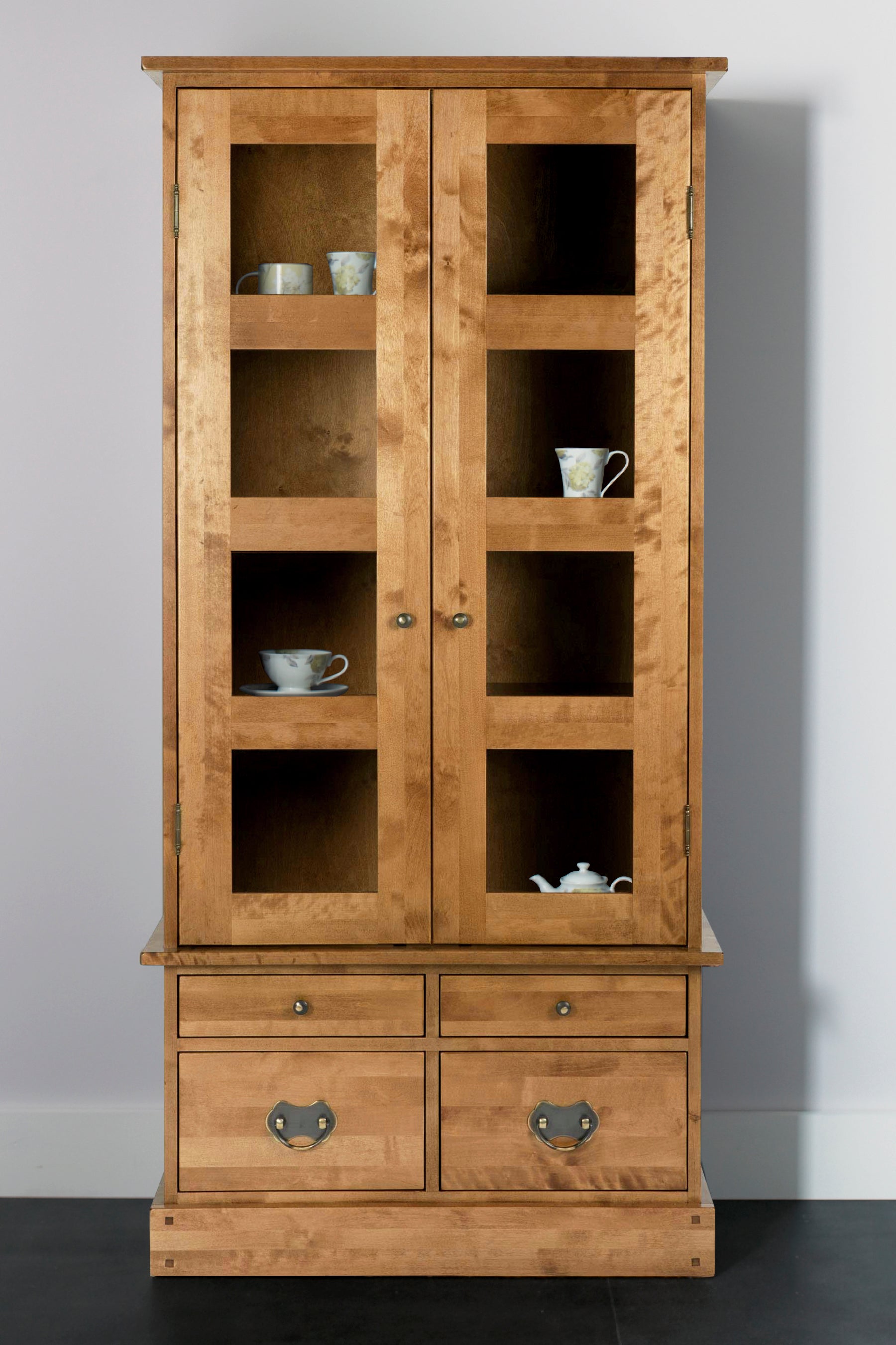 LAURA ASHLEY Garrat 2-Door 4-Drawer Honey Display Cabinet in Solid Birch