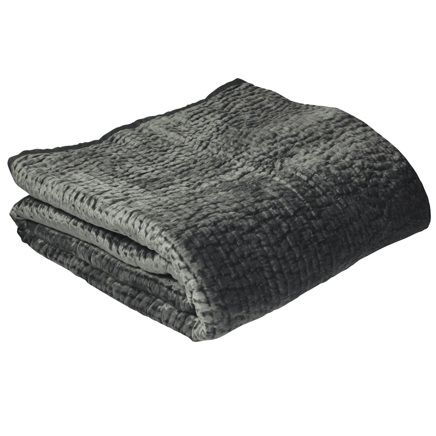 PAOLETTI Brooklands Quilted Bedspread with Linen Edge, Graphite 1