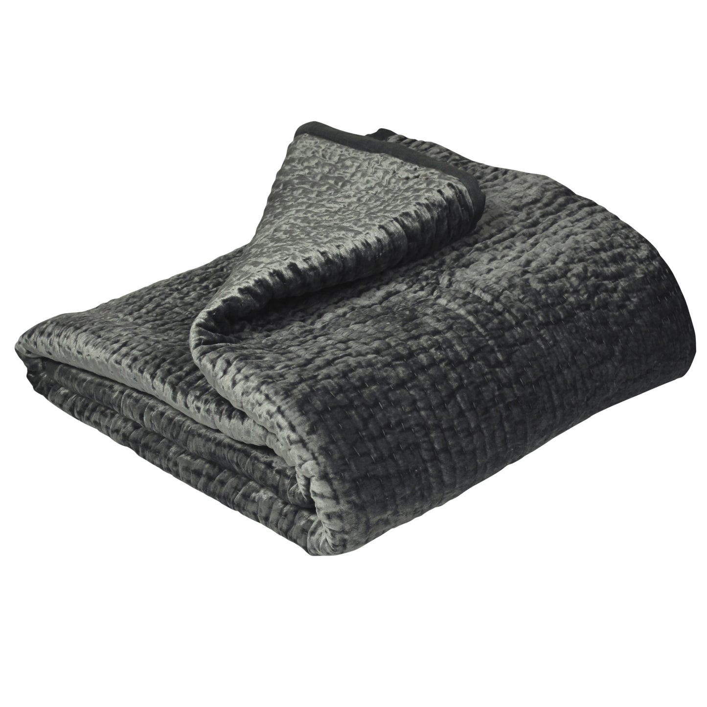 PAOLETTI Brooklands Quilted Bedspread with Linen Edge, Graphite 3