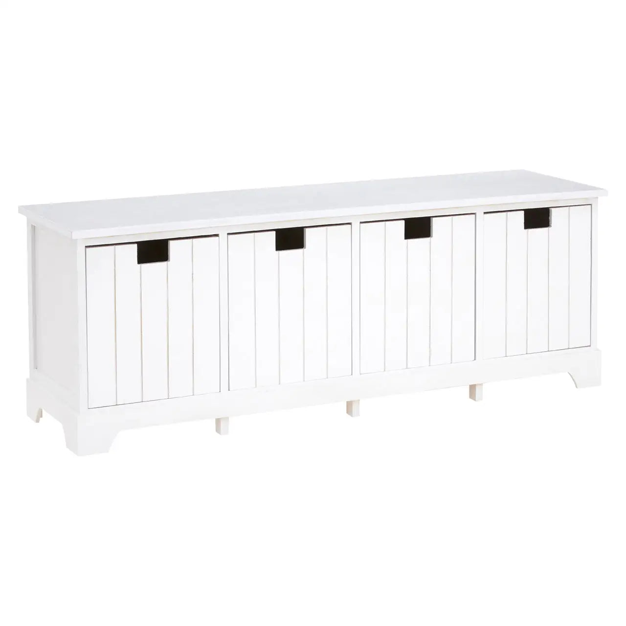REGINA STUDIO Beach 4-Drawer Paulownia Wood Storage Bench / Blanket Box in White 2