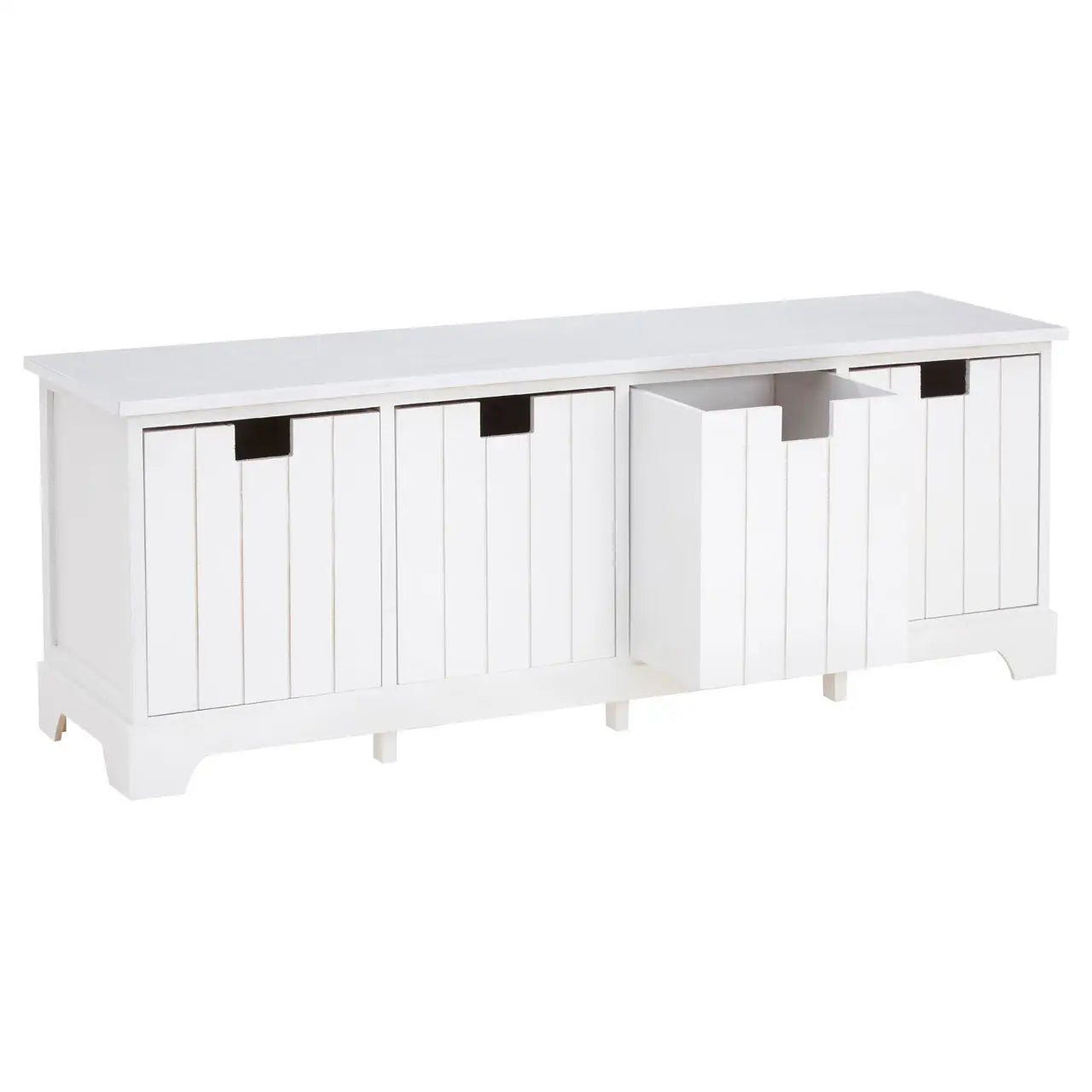 REGINA STUDIO Beach 4-Drawer Paulownia Wood Storage Bench / Blanket Box in White 4