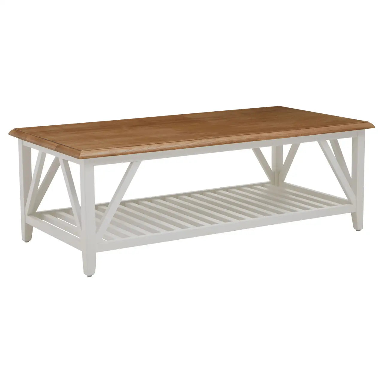 REGINA STUDIO Louis Natural Oak and Birch Coffee Table with White Base