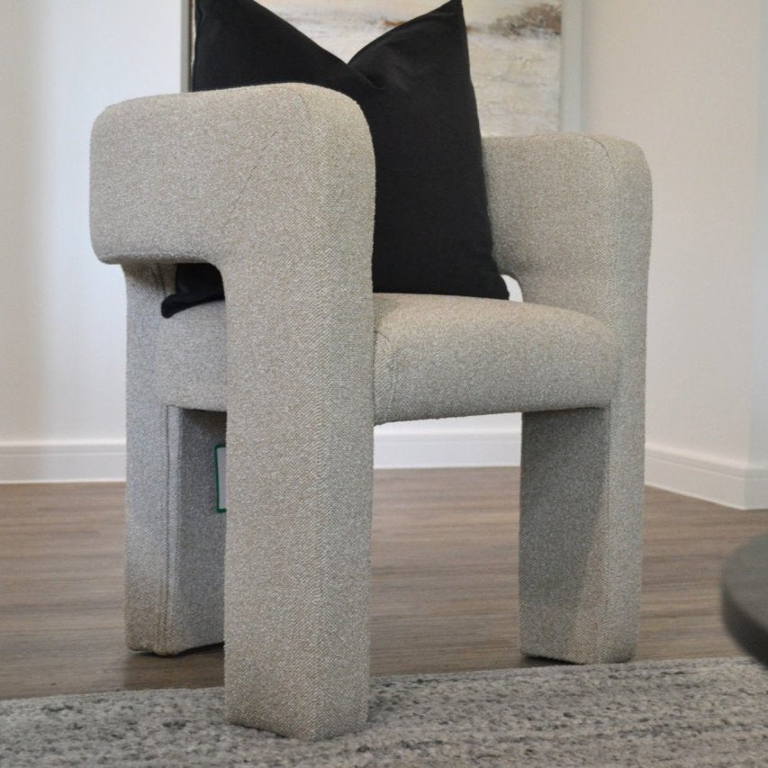 TWENTY10 DESIGNS Everyday Living Collection Crescent Occasional Chair and Armchair, Eco-Friendly And Sustainable, in Woven Dove Boucle, 62.5 x 58 x 69 cm