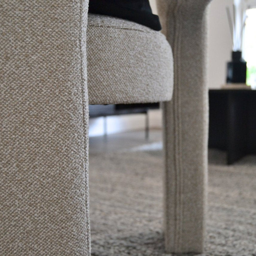 TWENTY10 DESIGNS Everyday Living Collection Crescent Occasional Chair and Armchair, Eco-Friendly And Sustainable, in Woven Dove Boucle, 62.5 x 58 x 69 cm