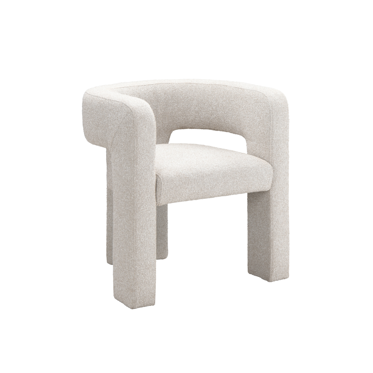 TWENTY10 DESIGNS Everyday Living Collection Crescent Occasional Chair and Armchair, Eco-Friendly And Sustainable, in Woven Mink Boucle, 625 x 580 x 690 cm