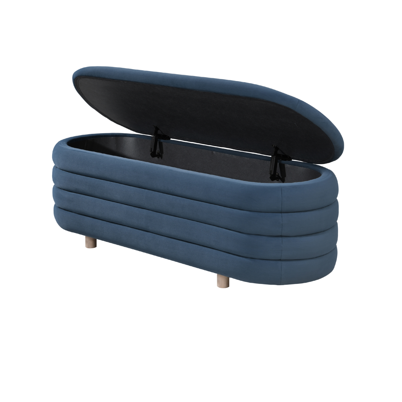 TWENTY10 Designs Everyday Living Collection Ripple Lidded Ottoman in Blue Velvet, 124 x 44.5 x 45 cm (Copy)