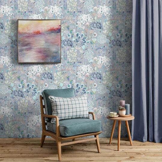 VOYAGE MAISON Ailsa 1.4m Wide Width Wallpaper, Cornflower