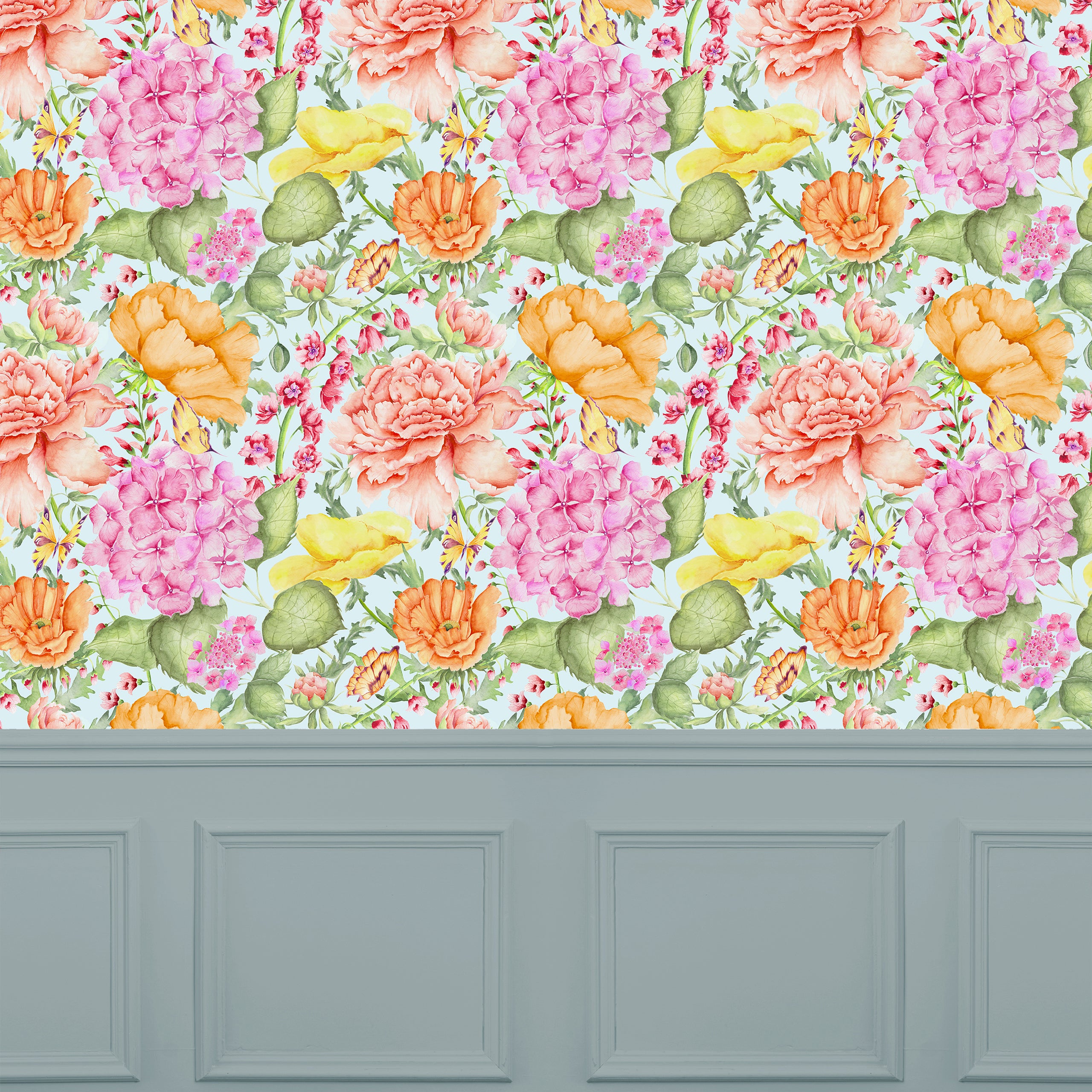 VOYAGE MAISON Idalia 1.4m Wide-Width Wallpaper, Duck Egg Blue