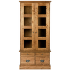 LAURA ASHLEY Garrat 2-Door 4-Drawer Honey Display Cabinet in Solid Birch