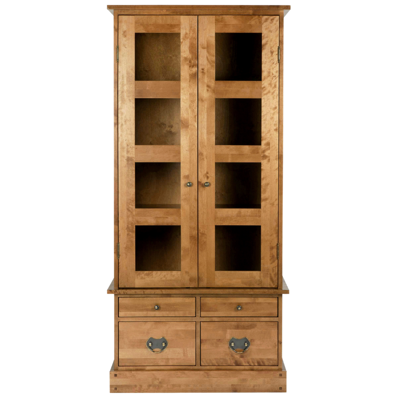 LAURA ASHLEY Garrat 2-Door 4-Drawer Honey Display Cabinet in Solid Birch