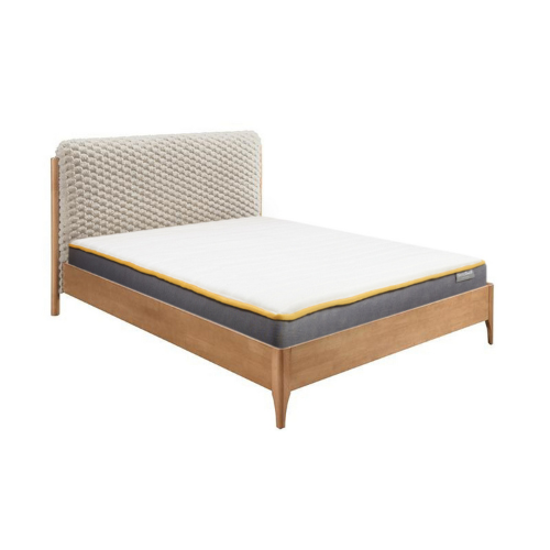 BIRLEA Hatti DOUBLE Bed in White Faux Fur and Natural Wood