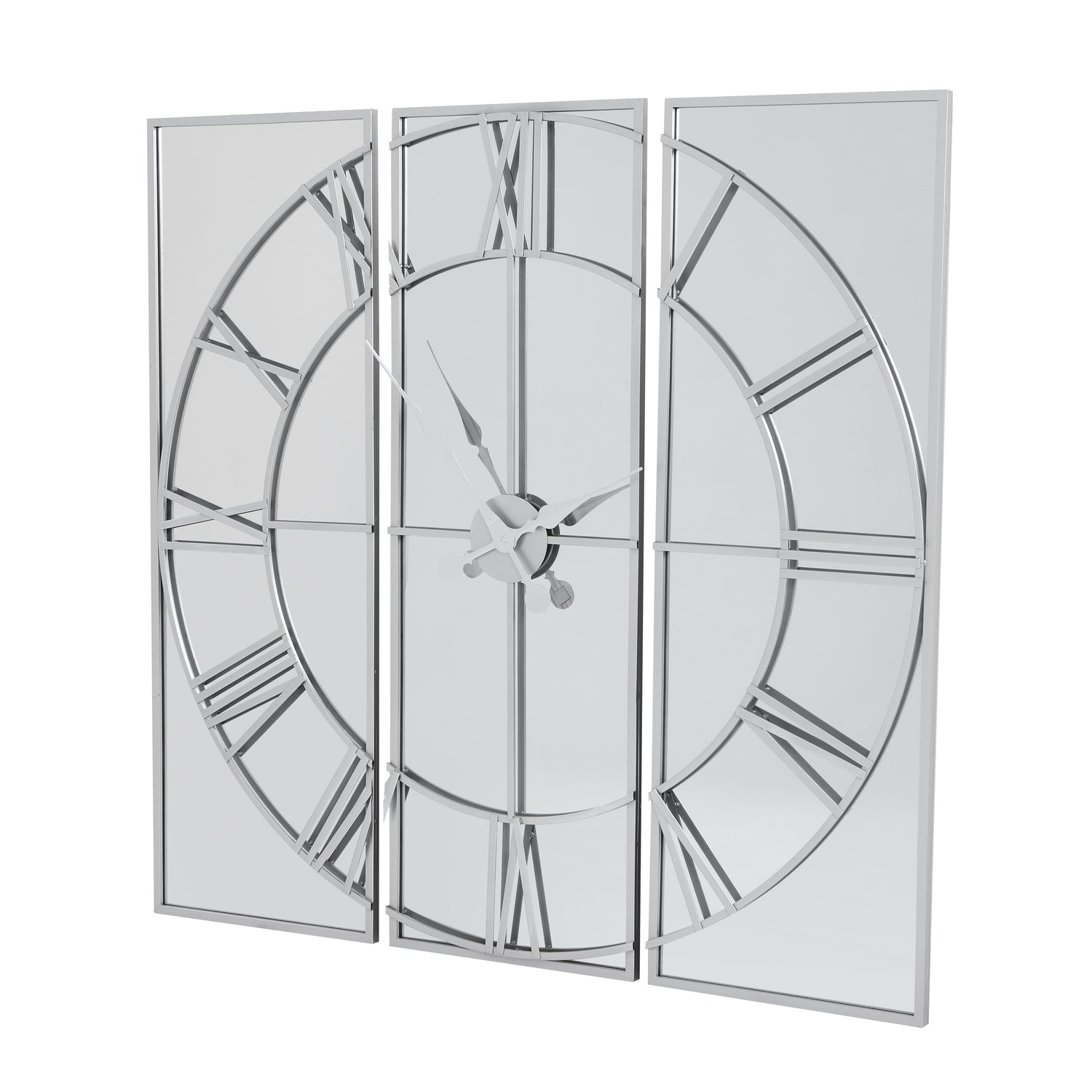 HILL INTERIORS Celina Mirrored Wall Clock in Silver Chrome Finish, ⌀ 112cm - Regina Luxury Interiors