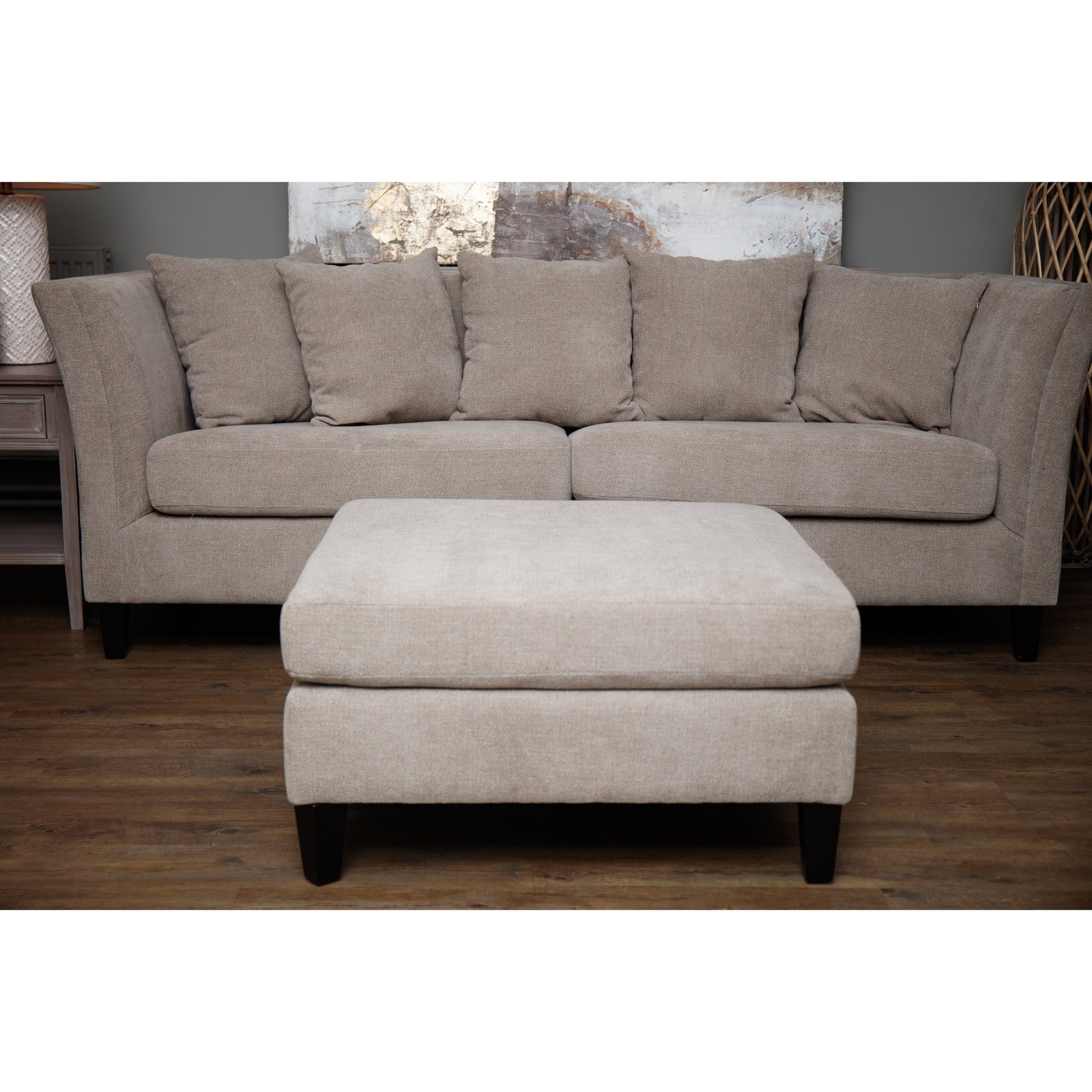 HILL INTERIORS Vesper Taupe Handcrafted Ottoman Footstool, 82 x 82 cm (ONLY 9 LEFT!) - Regina Luxury Interiors