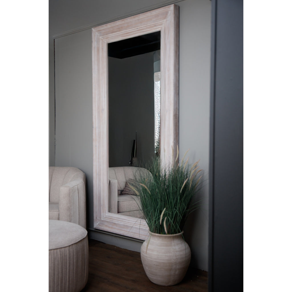 HILL INTERIORS Harewood White Washed Large Statement Mirror, 200 x 100 cm - Regina Luxury Interiors