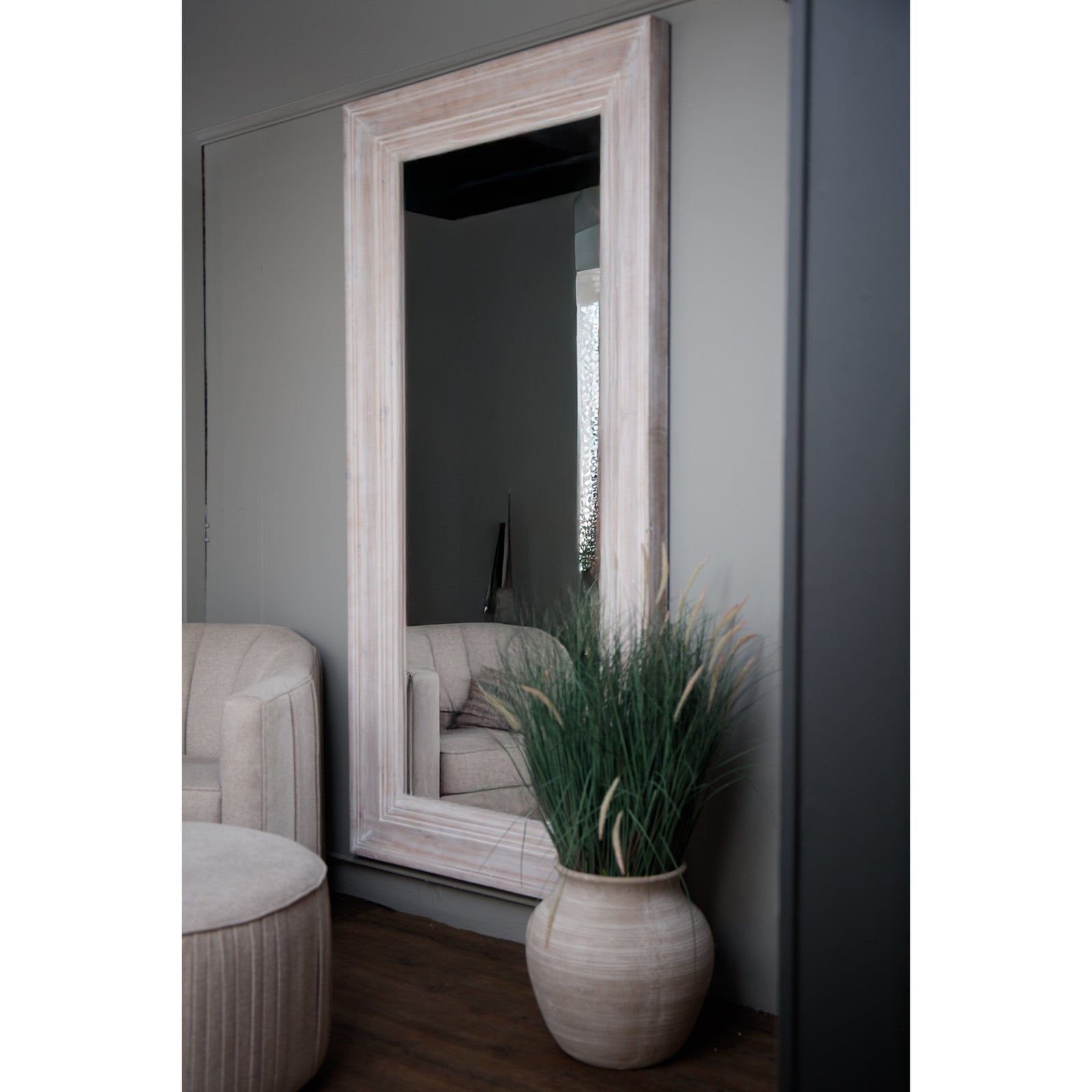 HILL INTERIORS Harewood White Washed Large Statement Mirror, 200 x 100 cm - Regina Luxury Interiors