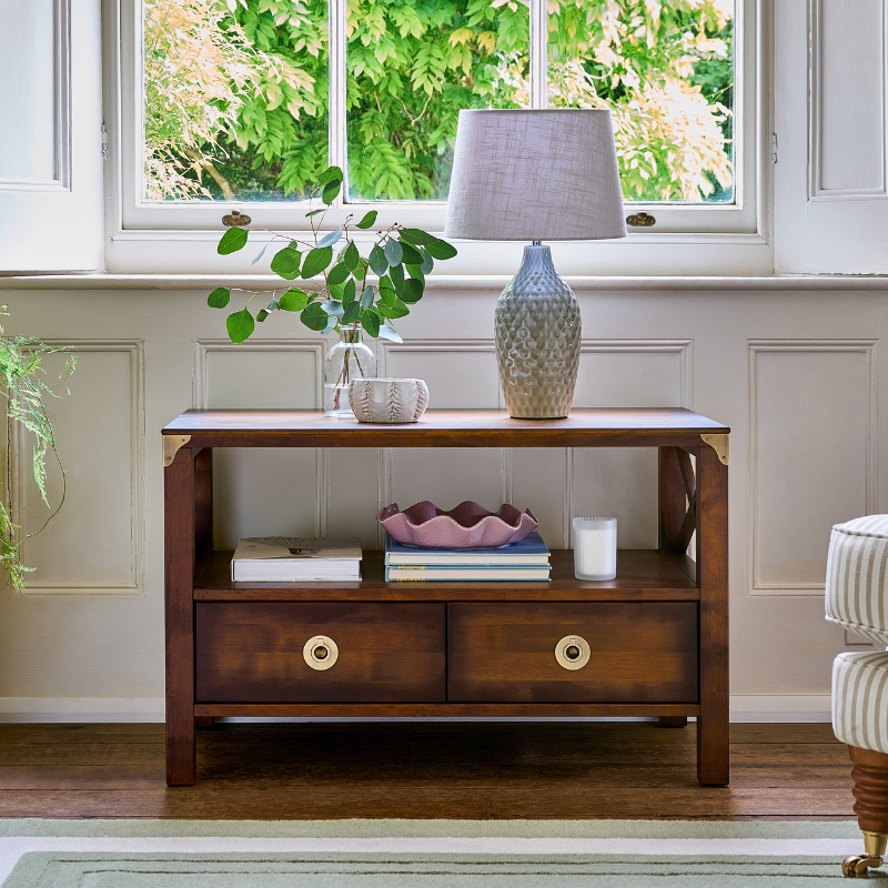 LAURA ASHLEY Balmoral 2-Drawer Dark Chestnut TV Unit in Birch - Regina Luxury Interiors