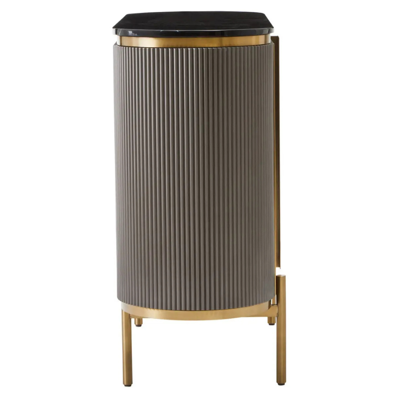 REGINA STUDIO Gatsby Grey 2-Door Sideboard with Black Marble Top, 120 x 40 cm - Regina Luxury Interiors