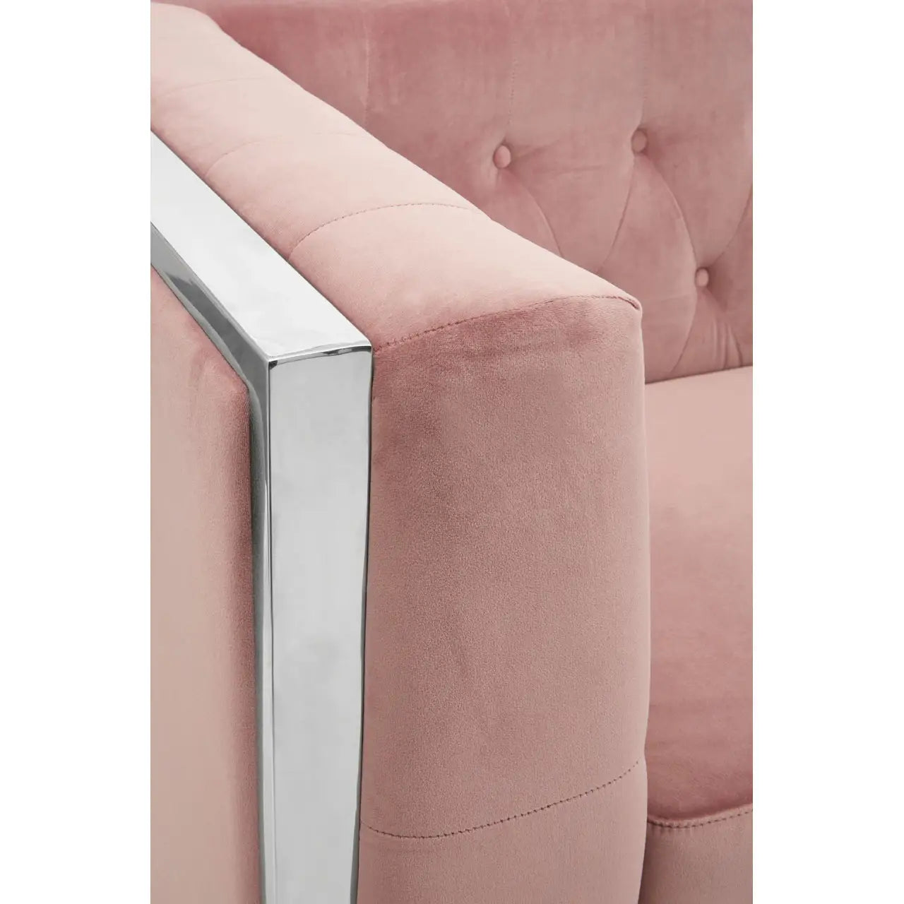 REGINA STUDIO Tulip 3-Seater Sofa in Pink Velvet With Polished Stainless Steel Frame, 200cm - Regina Luxury Interiors
