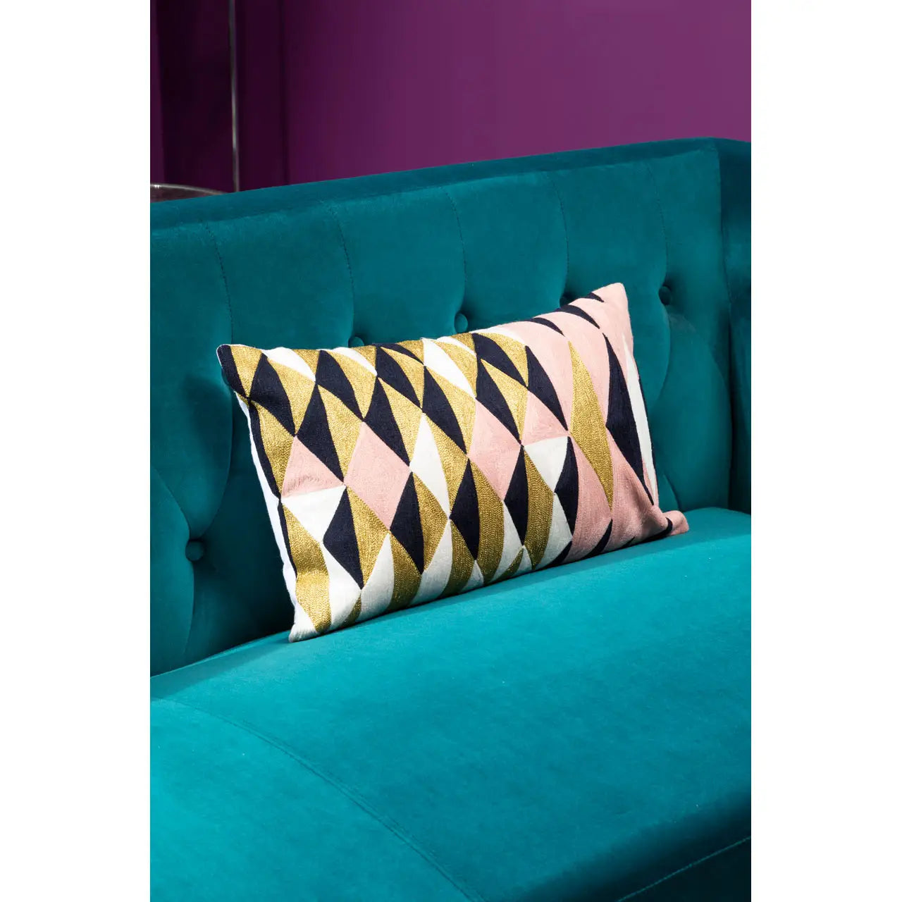 REGINA STUDIO Tulip 3-Seater Sofa in Teal Velvet With Polished Stainless Steel Frame, 200cm - Regina Luxury Interiors