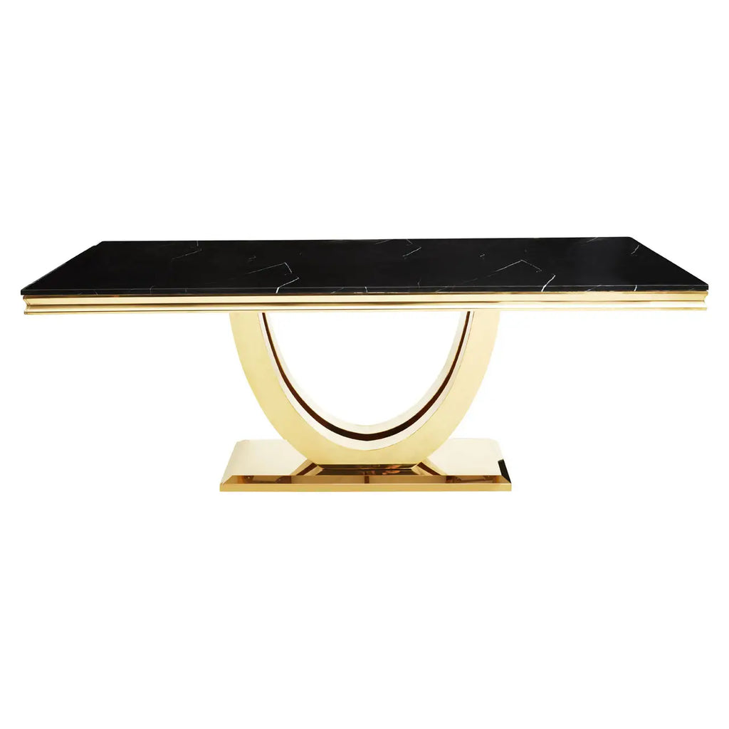 REGINA STUDIO Olympus Black Marble Large Rectangular Dining Table, 100 x 200 cm - Regina Luxury Interiors
