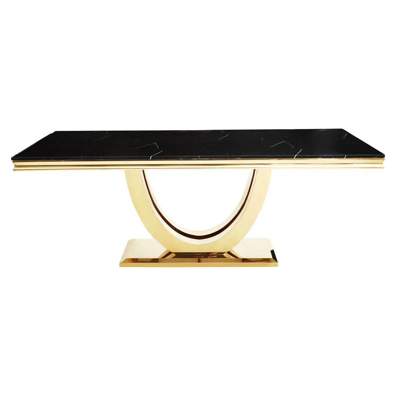 REGINA STUDIO Olympus Black Marble Large Rectangular Dining Table, 100 x 200 cm - Regina Luxury Interiors