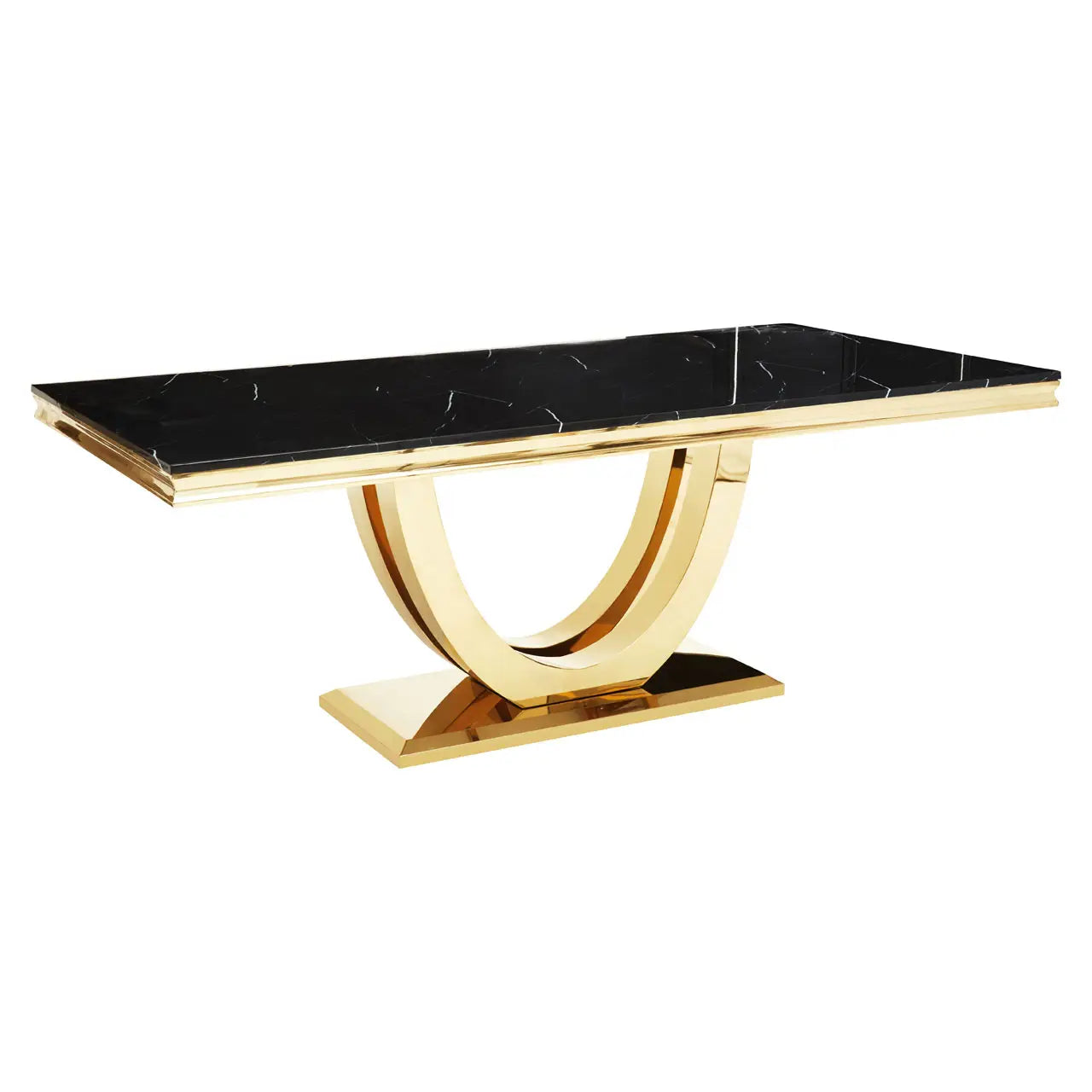 REGINA STUDIO Olympus Black Marble Large Rectangular Dining Table, 100 x 200 cm - Regina Luxury Interiors