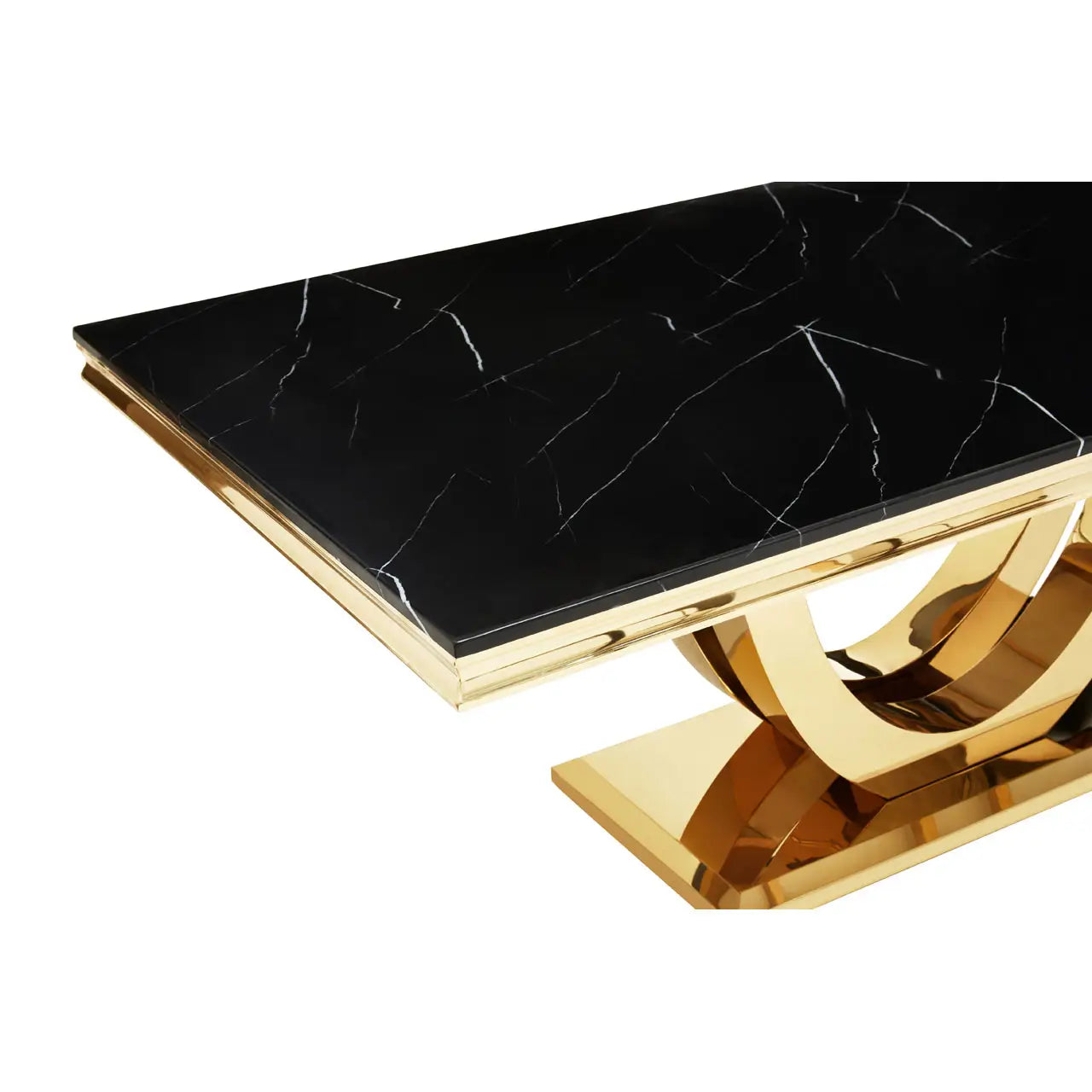 REGINA STUDIO Olympus Black Marble Large Rectangular Dining Table, 100 x 200 cm - Regina Luxury Interiors
