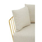 REGINA STUDIO Summer 2-Seater 4-Cushion Natural Fabric Sofa with Gold Finish Stainless Steel Frame, 157 cm - Regina Luxury Interiors