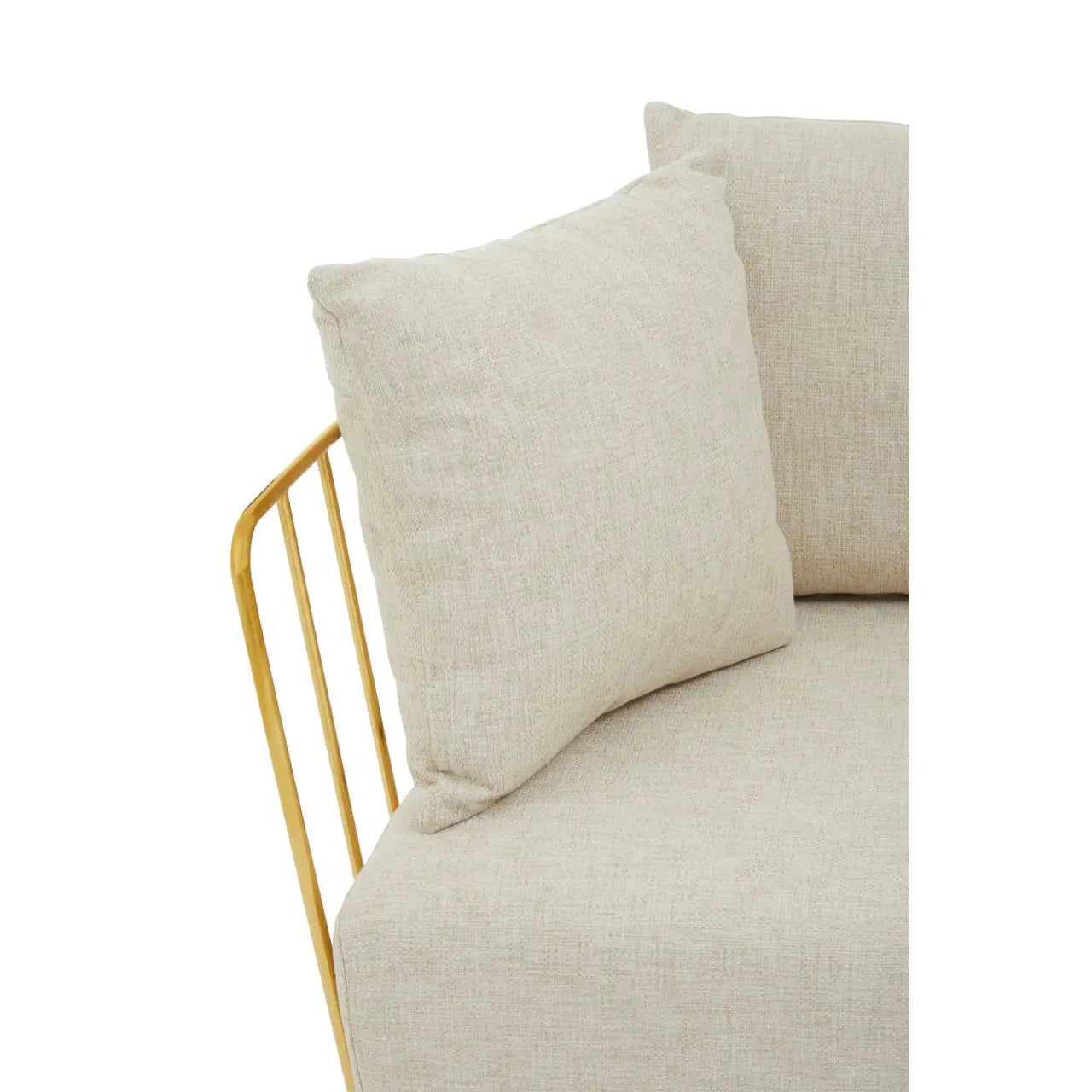 REGINA STUDIO Summer 2-Seater 4-Cushion Natural Fabric Sofa with Gold Finish Stainless Steel Frame, 157 cm - Regina Luxury Interiors
