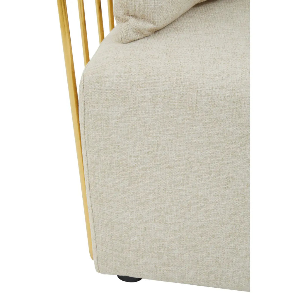 REGINA STUDIO Summer 2-Seater 4-Cushion Natural Fabric Sofa with Gold Finish Stainless Steel Frame, 157 cm - Regina Luxury Interiors