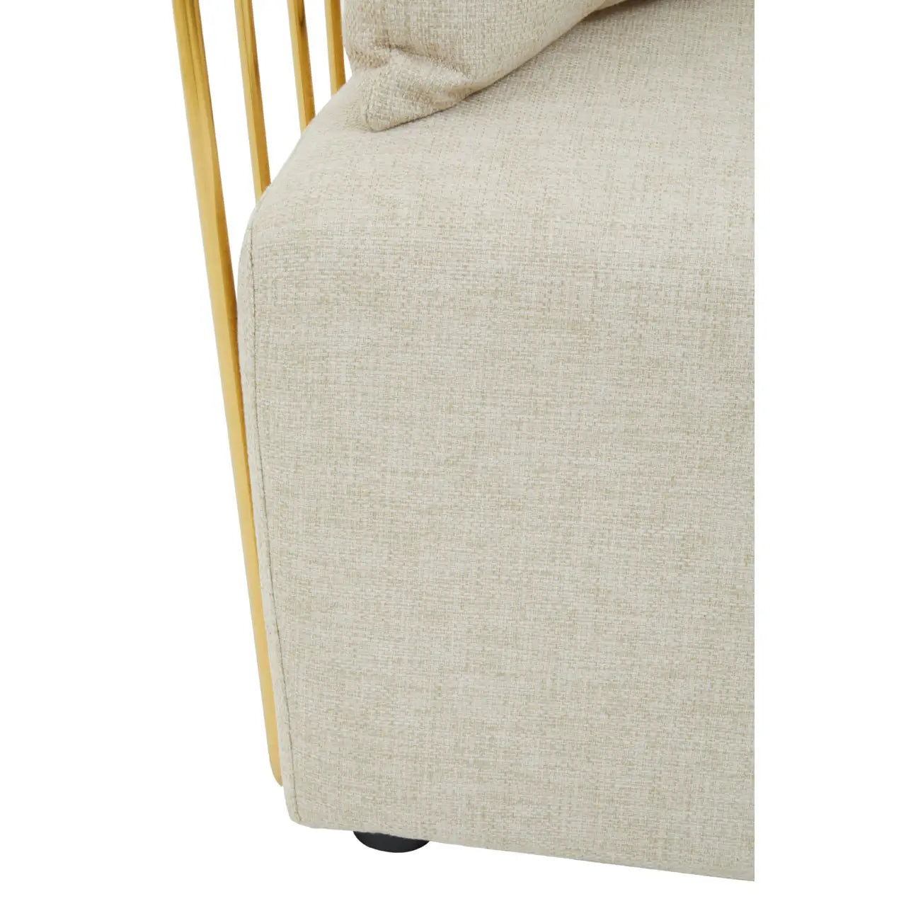 REGINA STUDIO Summer 2-Seater 4-Cushion Natural Fabric Sofa with Gold Finish Stainless Steel Frame, 157 cm - Regina Luxury Interiors