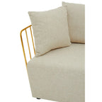 REGINA STUDIO Summer 2-Seater 4-Cushion Natural Fabric Sofa with Gold Finish Stainless Steel Frame, 157 cm - Regina Luxury Interiors