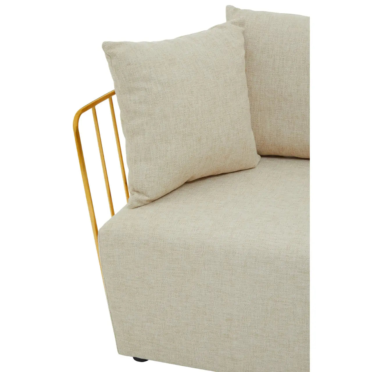 REGINA STUDIO Summer 2-Seater 4-Cushion Natural Fabric Sofa with Gold Finish Stainless Steel Frame, 157 cm - Regina Luxury Interiors