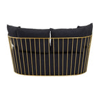 REGINA STUDIO Summer 2-Seater 4-Cushion Black Fabric Sofa with Gold Finish Stainless Steel Frame, 157 cm - Regina Luxury Interiors