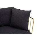 REGINA STUDIO Summer 2-Seater 4-Cushion Black Fabric Sofa with Gold Finish Stainless Steel Frame, 157 cm - Regina Luxury Interiors