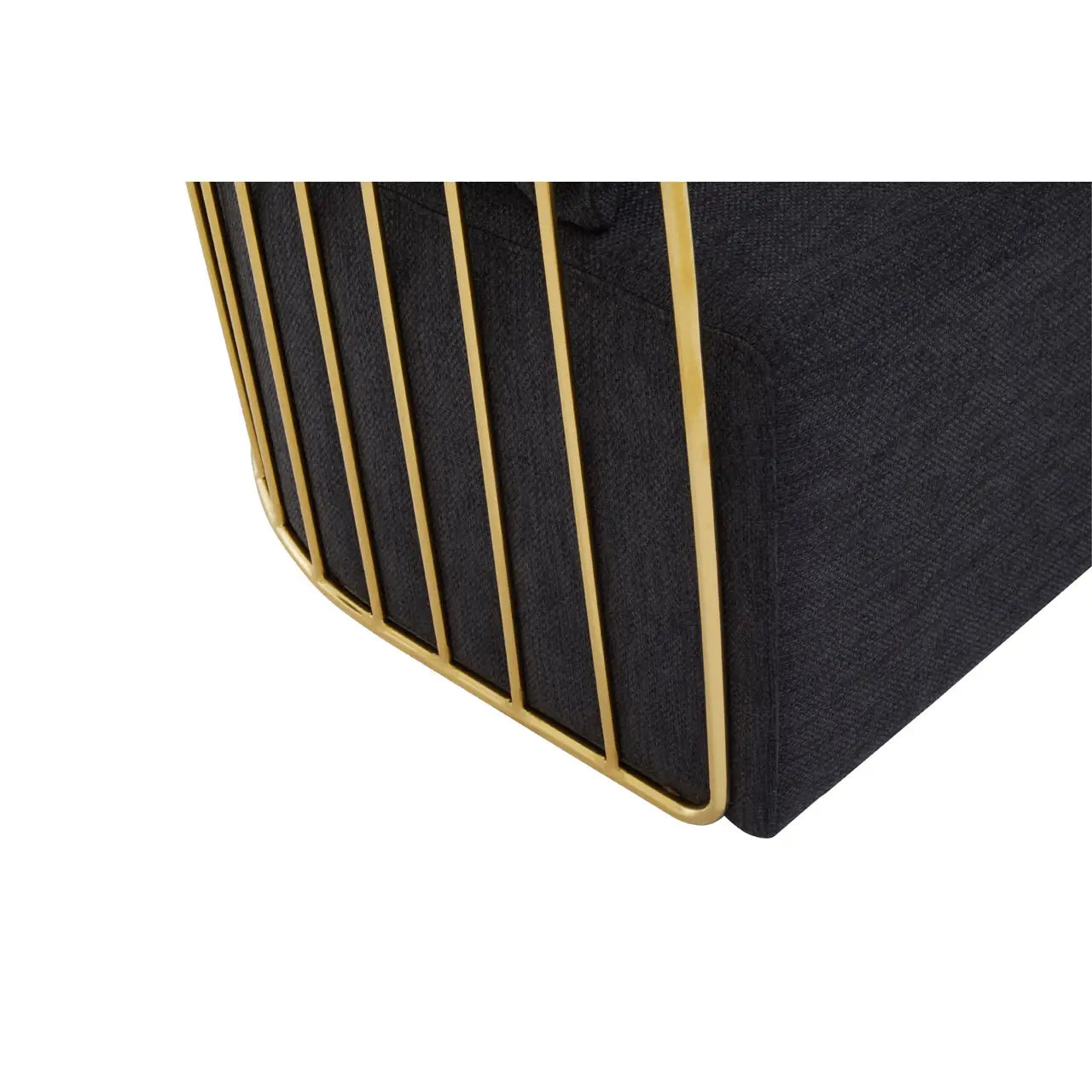 REGINA STUDIO Summer 2-Seater 4-Cushion Black Fabric Sofa with Gold Finish Stainless Steel Frame, 157 cm - Regina Luxury Interiors