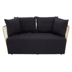REGINA STUDIO Summer 2-Seater 4-Cushion Black Fabric Sofa with Gold Finish Stainless Steel Frame, 157 cm - Regina Luxury Interiors