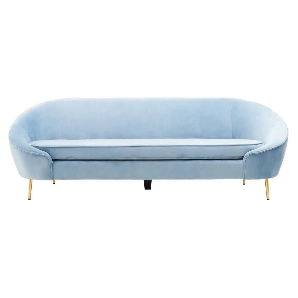 REGINA STUDIO Bluebell Aqua Blue Velvet 3-Seater Sofa with Stainless Steel Frame, 238 cm - Regina Luxury Interiors