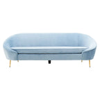 REGINA STUDIO Bluebell Aqua Blue Velvet 3-Seater Sofa with Stainless Steel Frame, 238 cm - Regina Luxury Interiors