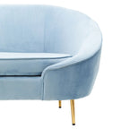 REGINA STUDIO Bluebell Aqua Blue Velvet 3-Seater Sofa with Stainless Steel Frame, 238 cm - Regina Luxury Interiors